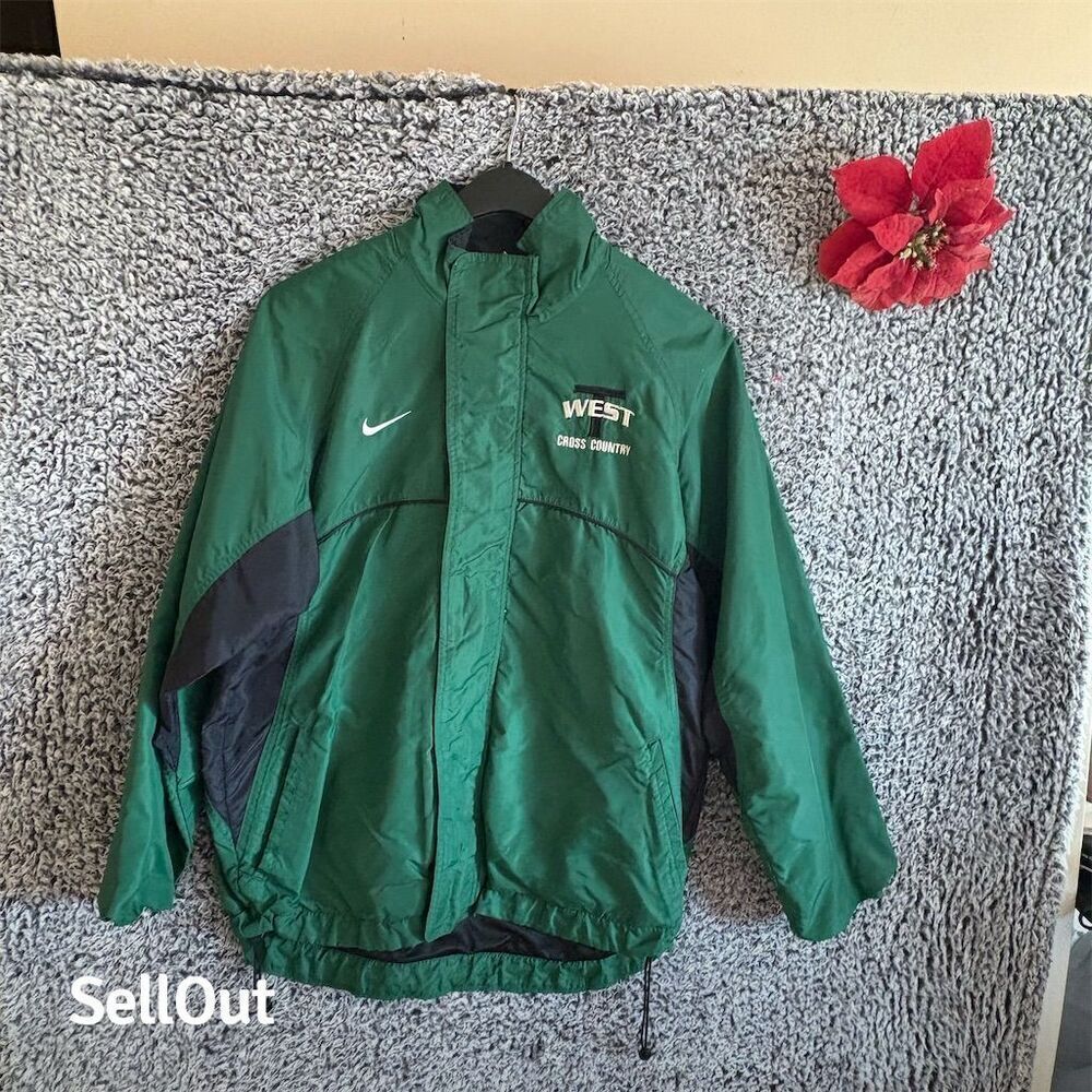 Nike Men's Windbreaker Jacket Green Full Zip Size L Casual Fall